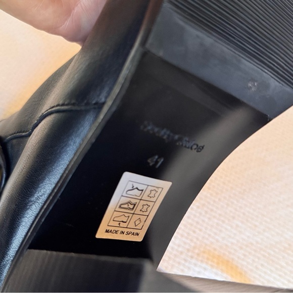 SEE BY CHLOE Chany Gold Buckle Black Leather Heeled Ankle Boots Booties Shoes - Picture 15 of 16